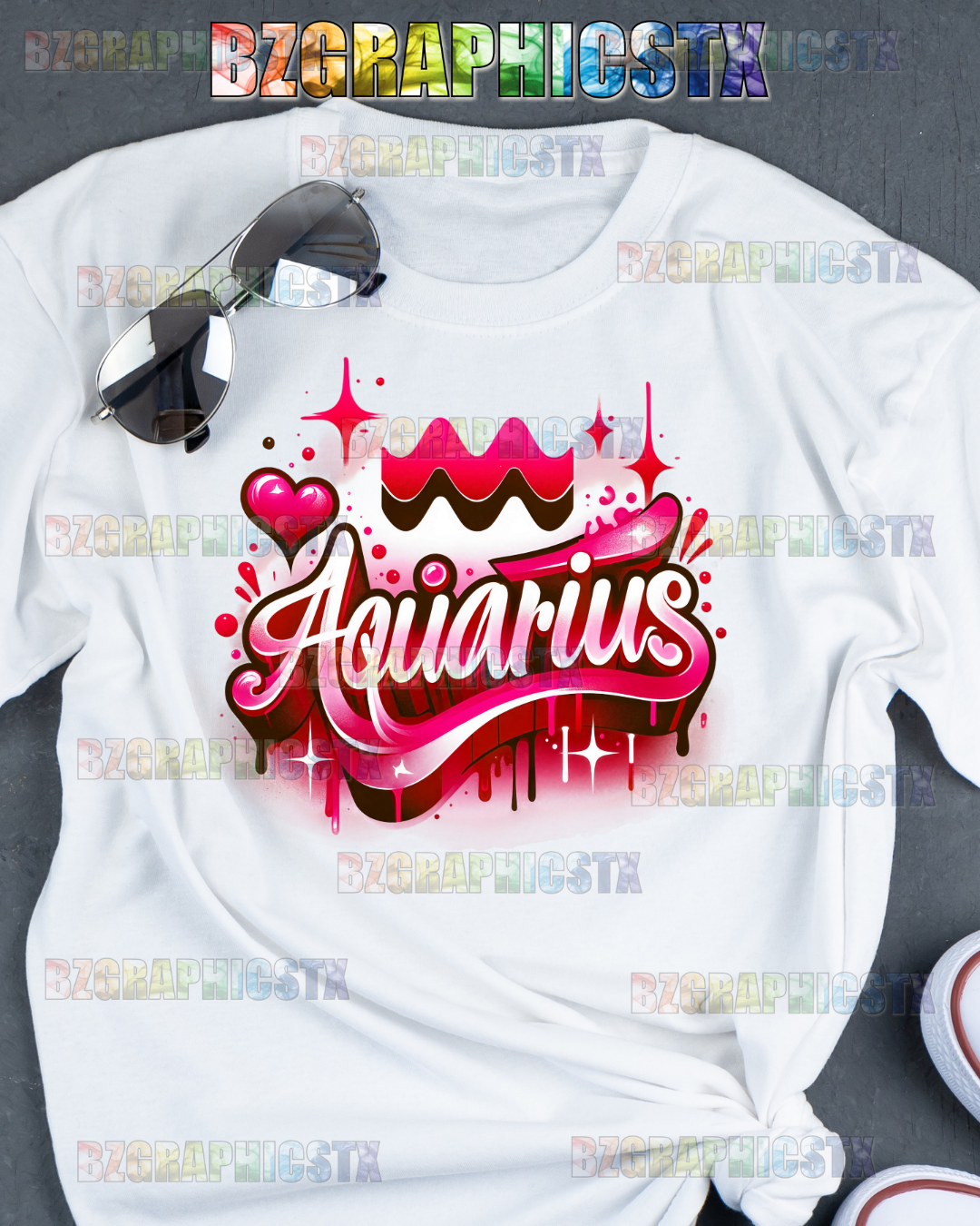 AQUARIUS-PRINTED AIRBRUSH SHIRTS
