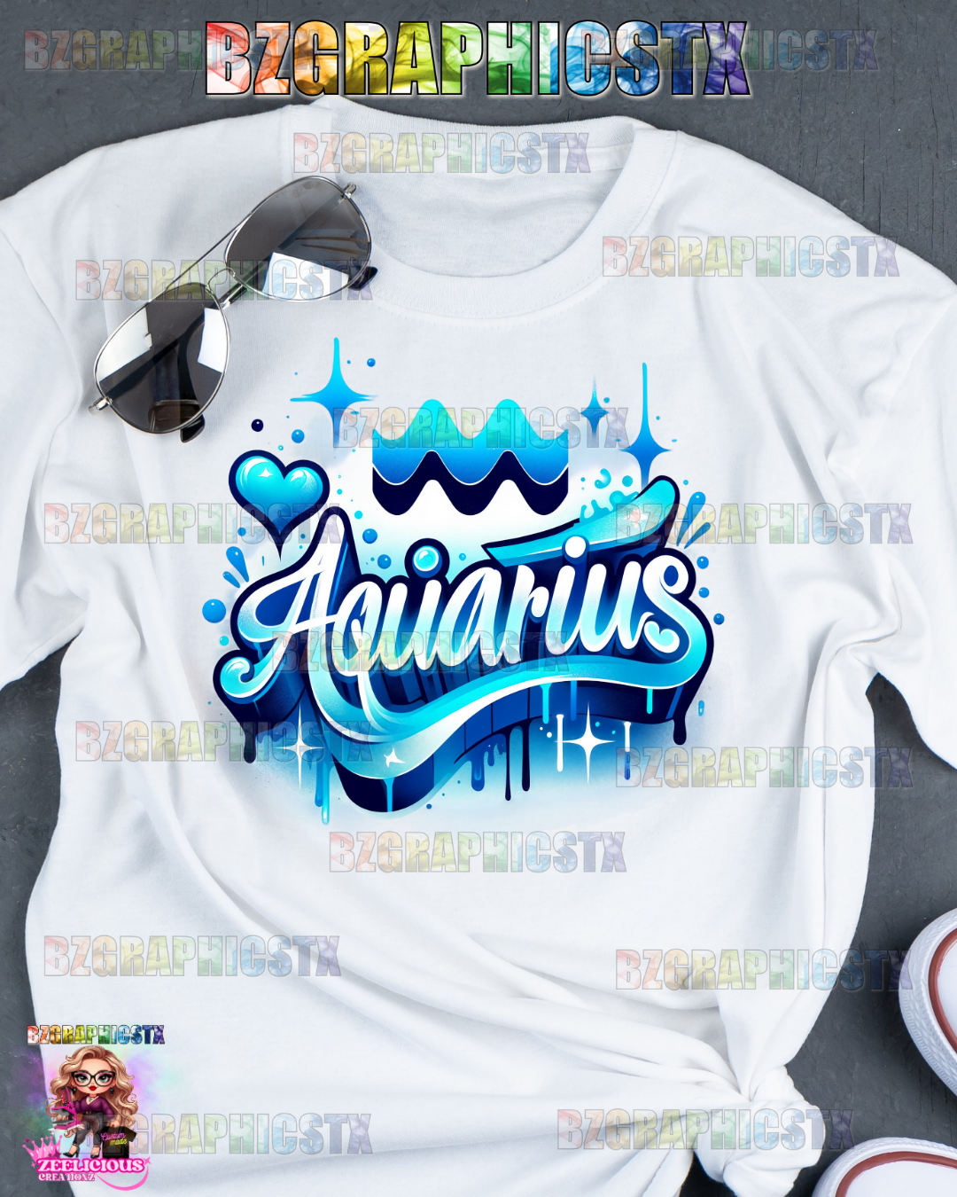 AQUARIUS-PRINTED AIRBRUSH SHIRTS