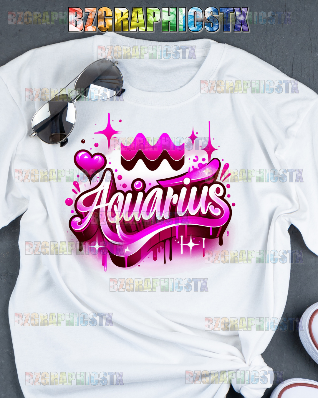 AQUARIUS-PRINTED AIRBRUSH SHIRTS