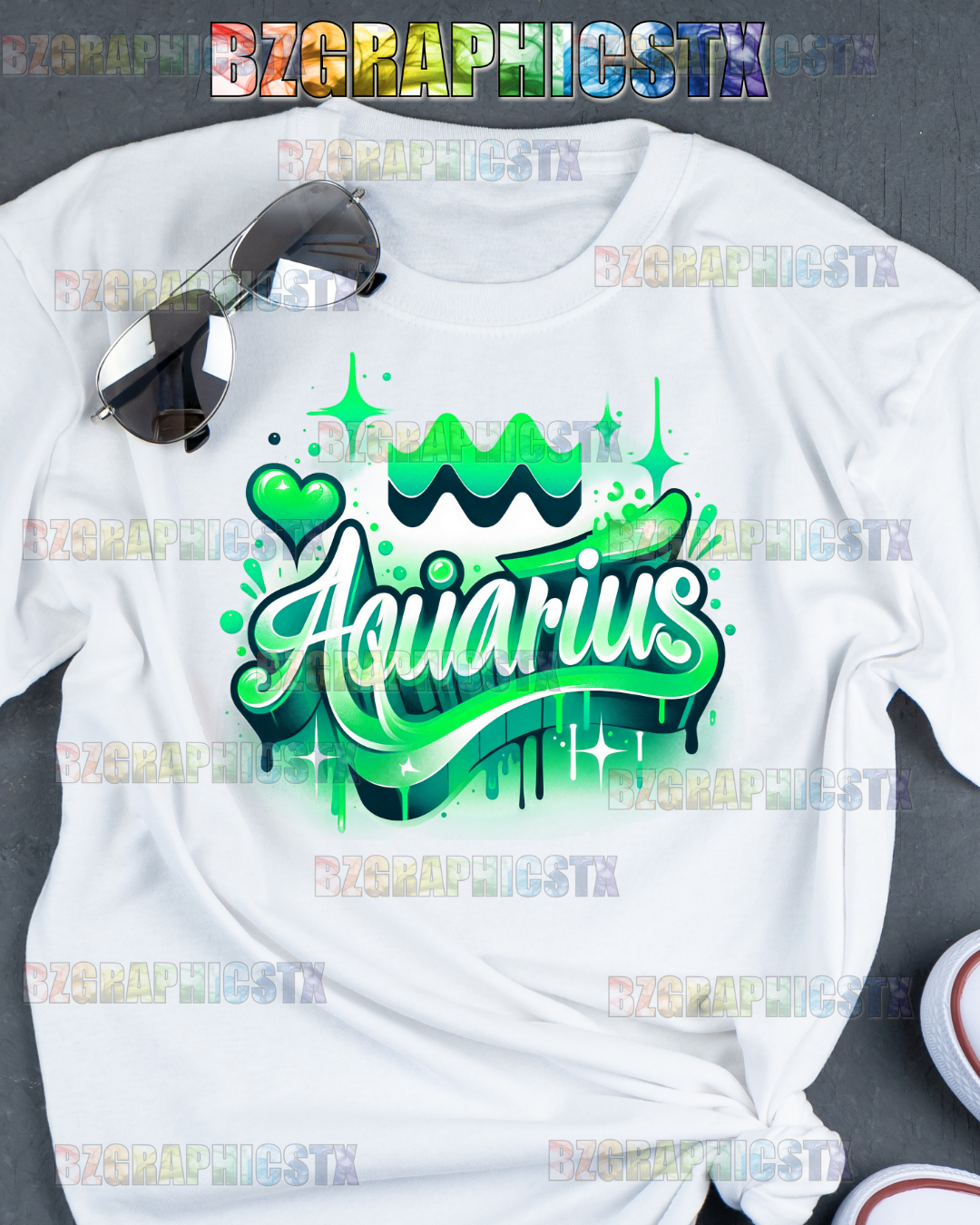 AQUARIUS-PRINTED AIRBRUSH SHIRTS