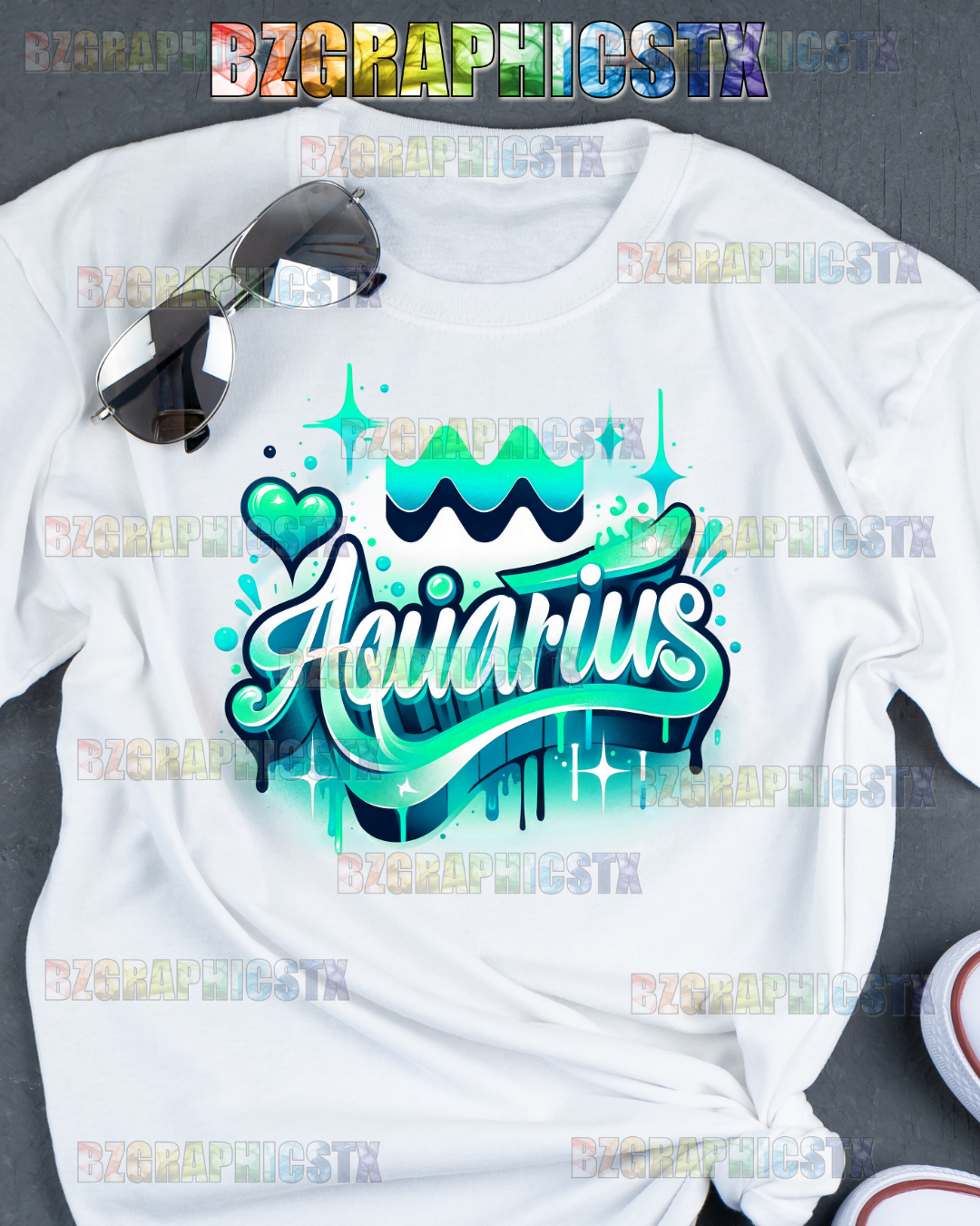 AQUARIUS-PRINTED AIRBRUSH SHIRTS