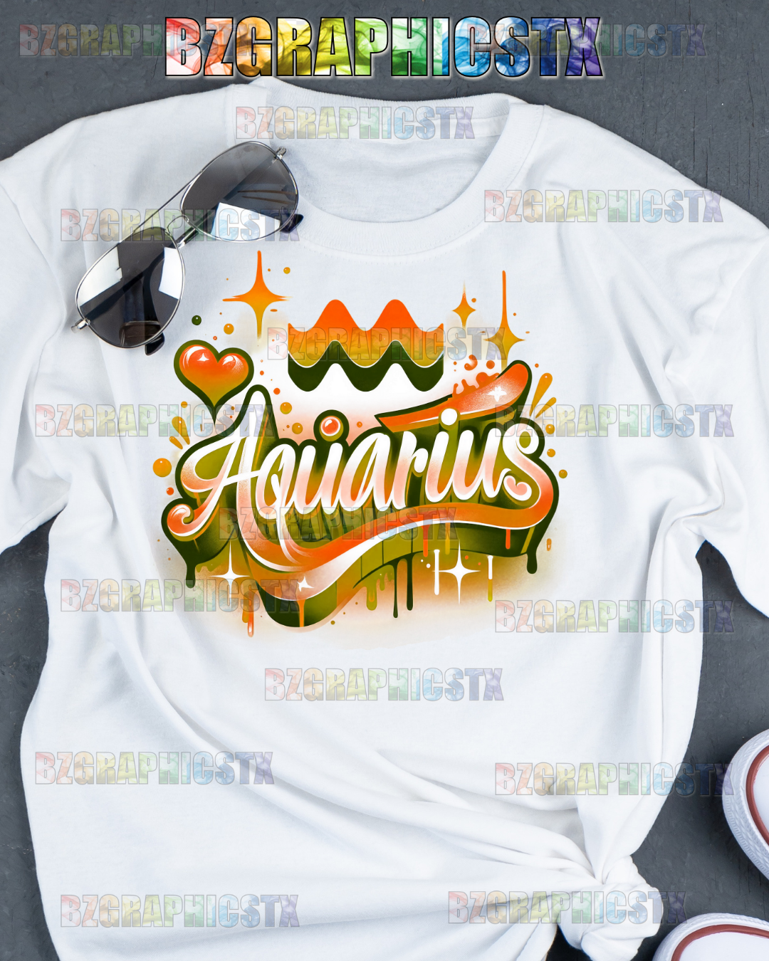 AQUARIUS-PRINTED AIRBRUSH SHIRTS