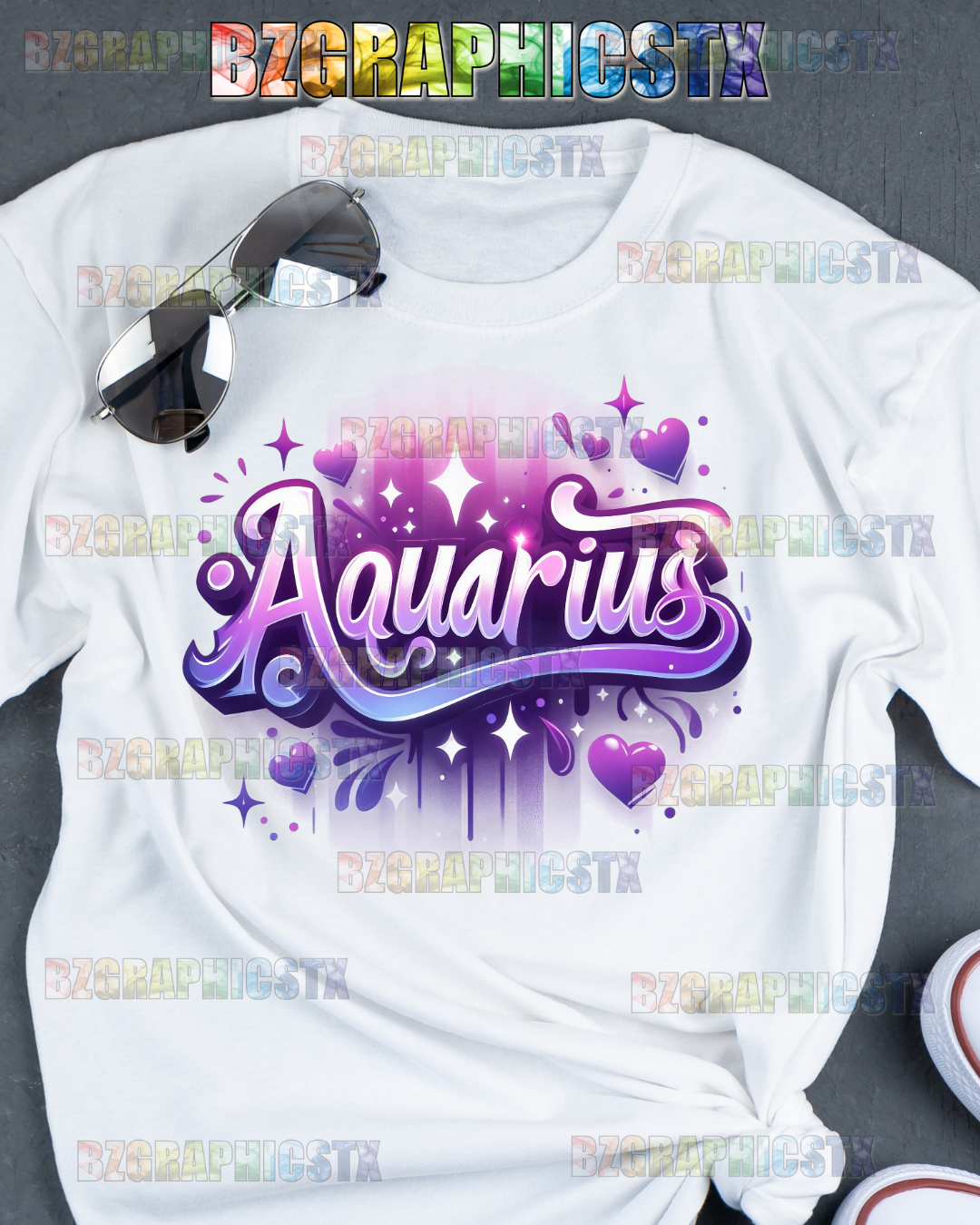 AQUARIUS-PRINTED AIRBRUSH SHIRTS